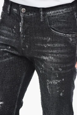 Fashion Jeans Skater Fit con Cristalli All-Over 14cm Uomo Jeans