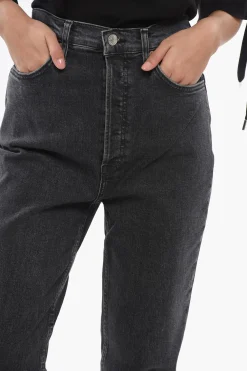 Online Jeans Skinny Fit a Lavaggio Scuro con Orlo Sfrangiato 15cm Donna Jeans