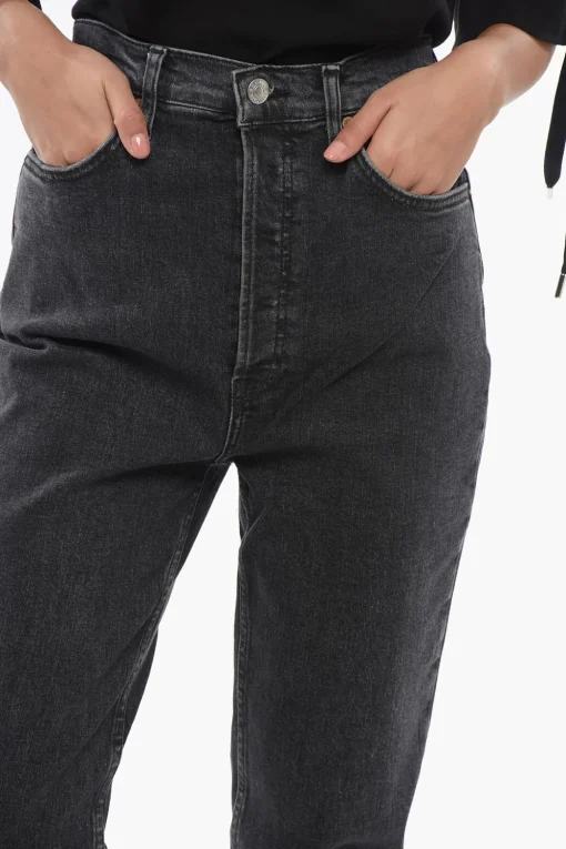 Online Jeans Skinny Fit a Lavaggio Scuro con Orlo Sfrangiato 15cm Donna Jeans