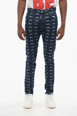 Jeans Skinny Fit con Motivo Monogram 15cm>Dsquared2 Discount