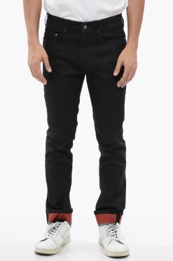 Jeans Skinny Fit con Risvolto in Denim Spalmato 15cm>Neil Barrett Outlet
