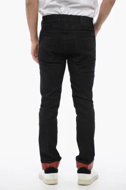 Jeans Skinny Fit con Risvolto in Denim Spalmato 15cm>Neil Barrett Outlet