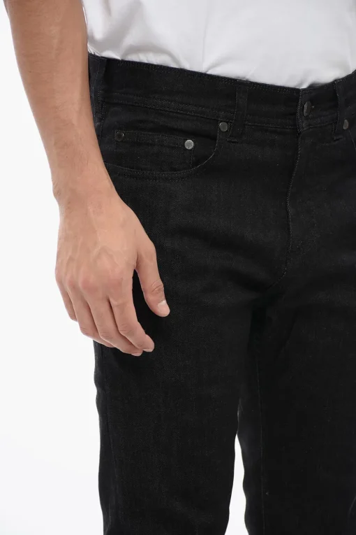 Jeans Skinny Fit con Risvolto in Denim Spalmato 15cm>Neil Barrett Outlet