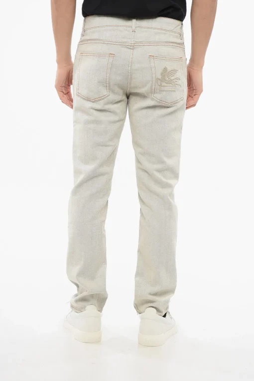 Jeans Skinny Fit con Tasca Posteriore Logata 18cm>Etro New