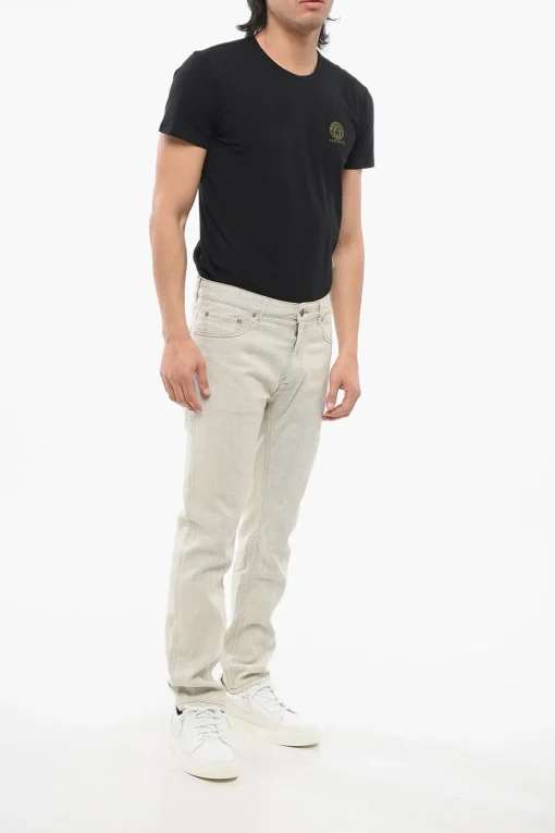 Jeans Skinny Fit con Tasca Posteriore Logata 18cm>Etro New