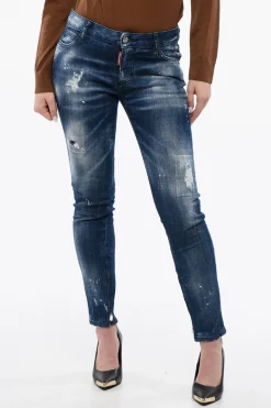 Best Jeans Skinny Fit Effetto Vintage con Zip Alla Caviglia Donna Jeans