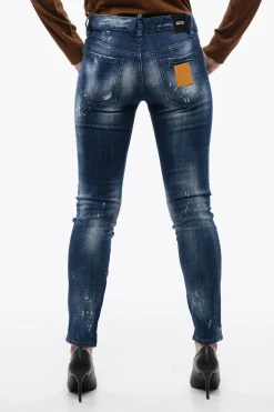 Best Jeans Skinny Fit Effetto Vintage con Zip Alla Caviglia Donna Jeans