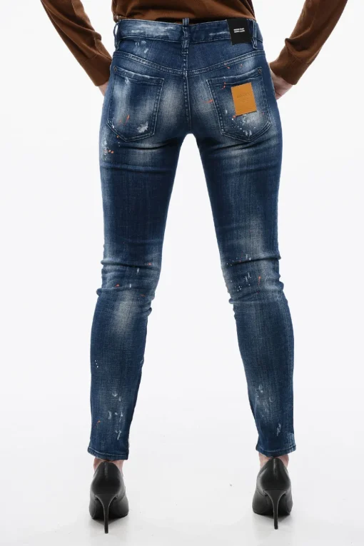 Best Jeans Skinny Fit Effetto Vintage con Zip Alla Caviglia Donna Jeans