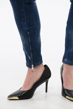 Best Jeans Skinny Fit Effetto Vintage con Zip Alla Caviglia Donna Jeans