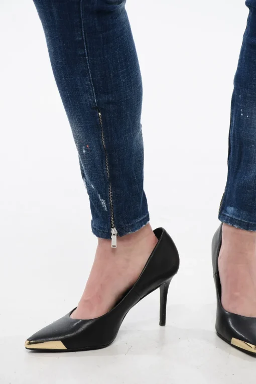 Best Jeans Skinny Fit Effetto Vintage con Zip Alla Caviglia Donna Jeans