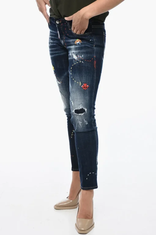 Best Jeans Skinny Monster Maze con Ricami 14,5cm Donna Jeans