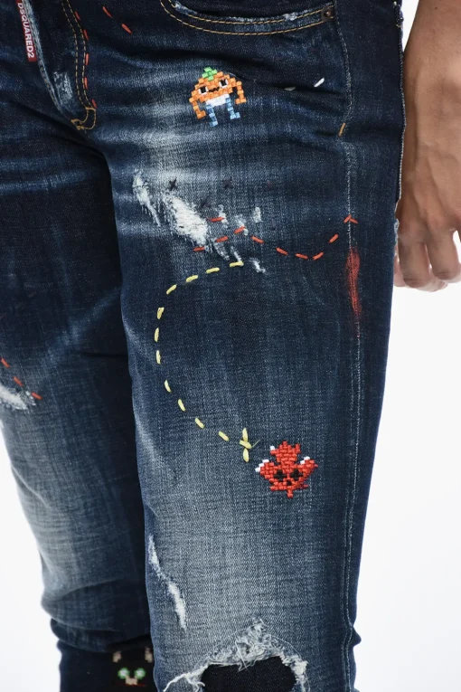 Best Jeans Skinny Monster Maze con Ricami 14,5cm Donna Jeans