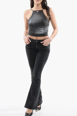 Sale Jeans Slim Fit 1969 D-EBBEY Effetto Boot Cut a Vita Bassa 23cm L30 Donna Jeans