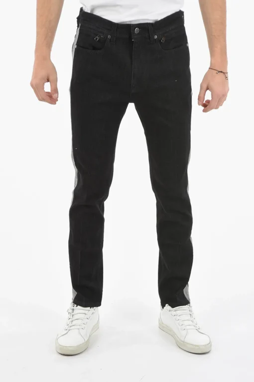 New Jeans Slim Fit con Banda Laterale a Contrasto 16cm Uomo Jeans