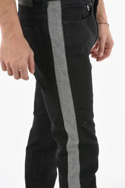 New Jeans Slim Fit con Banda Laterale a Contrasto 16cm Uomo Jeans