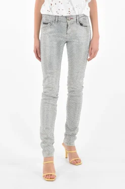 Jeans slim fit con cristalli all-over>Philipp Plein Hot