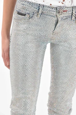 Jeans slim fit con cristalli all-over></noscript>Philipp Plein Hot