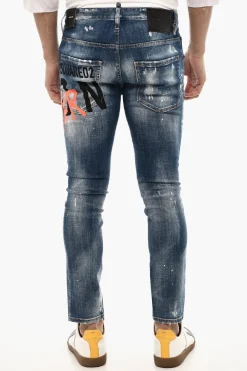 Discount Jeans Slim Fit ICON FOREVER Effetto Splatter 15 cm Uomo Jeans