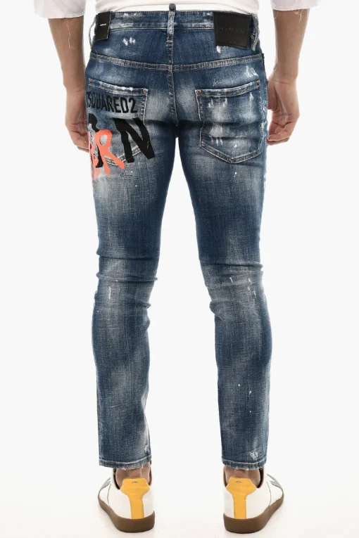 Discount Jeans Slim Fit ICON FOREVER Effetto Splatter 15 cm Uomo Jeans