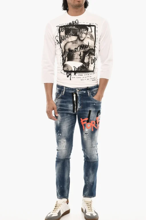 Discount Jeans Slim Fit ICON FOREVER Effetto Splatter 15 cm Uomo Jeans