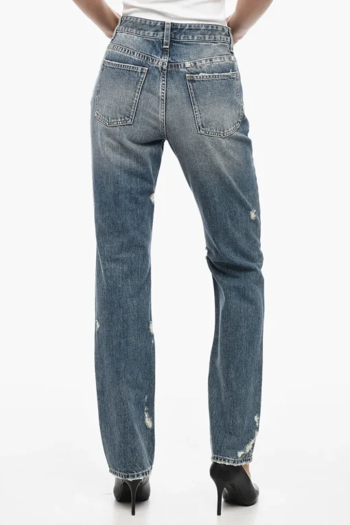 Jeans Slim Fit in Cotone Distressed con Dettagli Gioiello 18cm>Givenchy Best