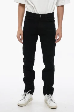 Jeans Slim Fit in Cotone con Design Distressed 17cm>Givenchy Outlet