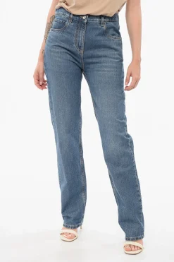 Outlet Jeans Slim Fit in Denim Lavaggio Scuro con Tasche Ricamate 18cm Donna Jeans