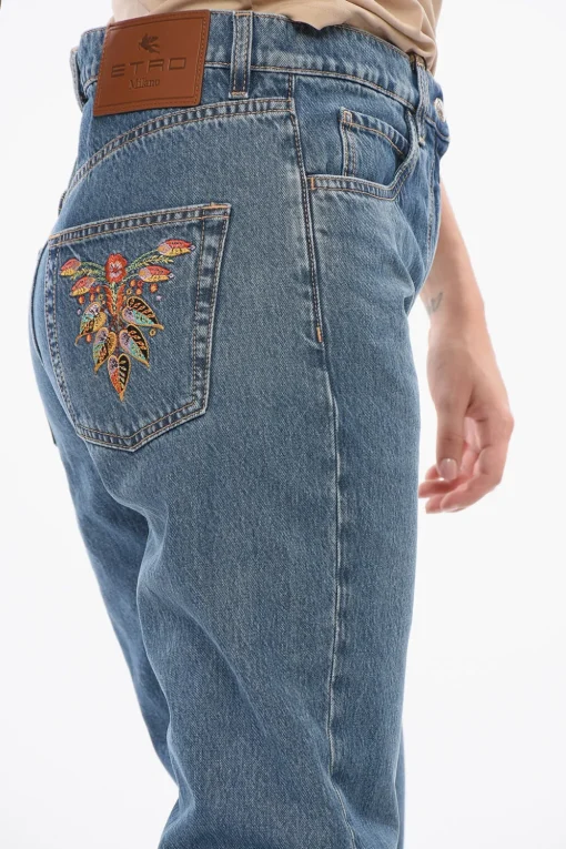 Outlet Jeans Slim Fit in Denim Lavaggio Scuro con Tasche Ricamate 18cm Donna Jeans