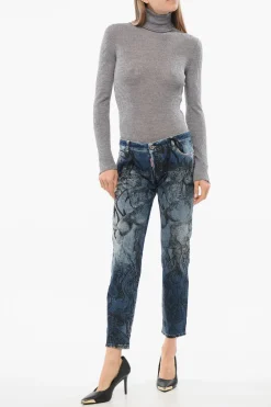 Jeans Slim Fit INK con Motivo Tattoo Stampato 15cm></noscript>Dsquared2 Outlet