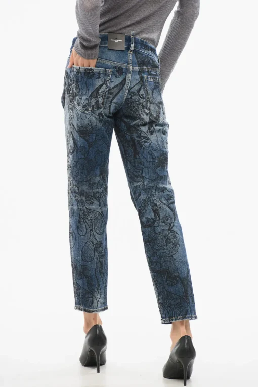 Jeans Slim Fit INK con Motivo Tattoo Stampato 15cm>Dsquared2 Outlet