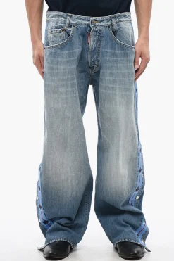 Online Jeans Straight Fit BIG Con Bande Logate E Bottoni Laterali 27 cm Uomo Jeans