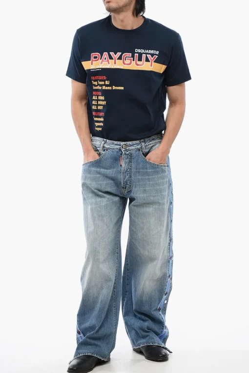 Online Jeans Straight Fit BIG Con Bande Logate E Bottoni Laterali 27 cm Uomo Jeans
