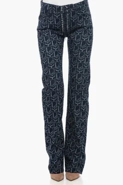 Sale Jeans Straight Fit in Denim Monogram con Dettaglio Lace-up 23cm Donna Jeans
