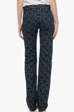 Sale Jeans Straight Fit in Denim Monogram con Dettaglio Lace-up 23cm Donna Jeans