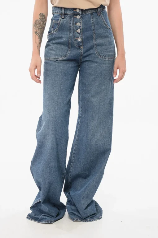 Jeans Super Wide Leg con Tasche Ricamate>Etro Sale