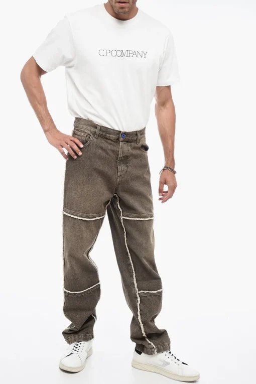 Jeans VINTAGE Straight Fit con Dettagli a Taglio Vivo 20cm>Marcelo Burlon Online