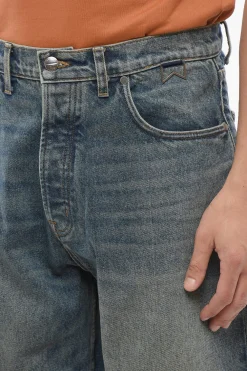 Hot Jeans Wide Leg Effetto Vintage a Vita Regolare 26cm Uomo Jeans