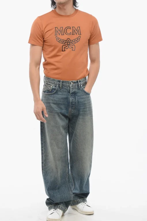 Hot Jeans Wide Leg Effetto Vintage a Vita Regolare 26cm Uomo Jeans
