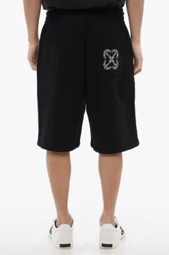 Sale Jogger Shorts Ricamati BANDANA In Cotone Garzato Uomo Pantaloni