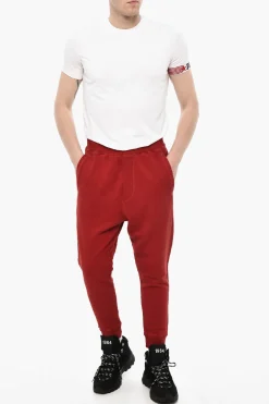 Fashion Joggers a Tinta Unita Con Stampa Sul Retro Uomo Pantaloni