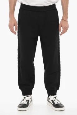 Online Joggers a Tinta Unita con Bande Laterali in Lana Uomo Pantaloni