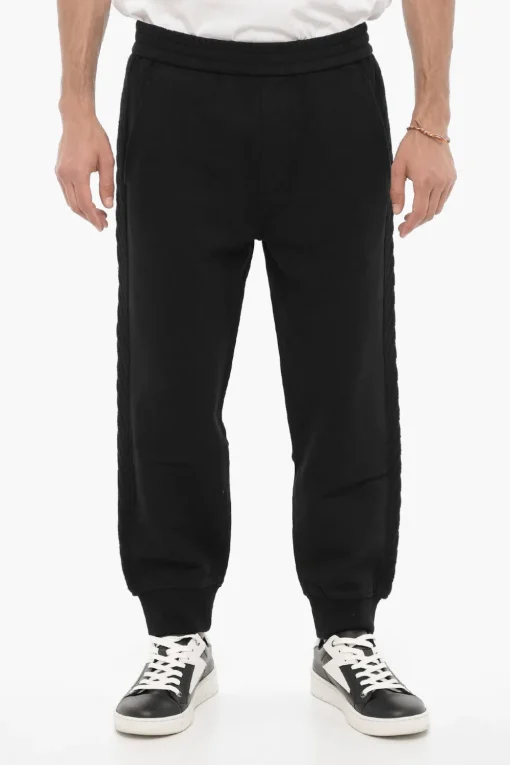 Online Joggers a Tinta Unita con Bande Laterali in Lana Uomo Pantaloni