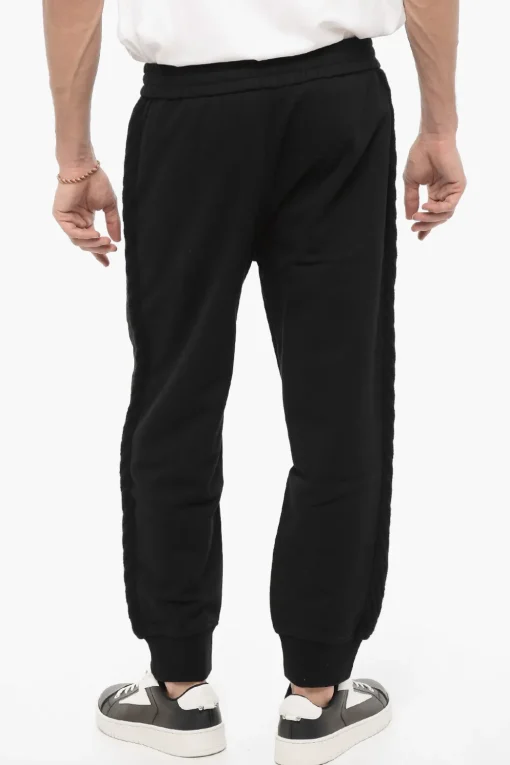 Online Joggers a Tinta Unita con Bande Laterali in Lana Uomo Pantaloni