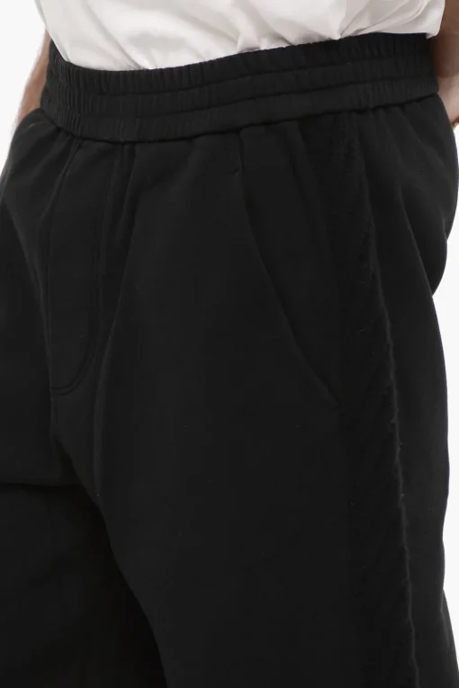 Online Joggers a Tinta Unita con Bande Laterali in Lana Uomo Pantaloni