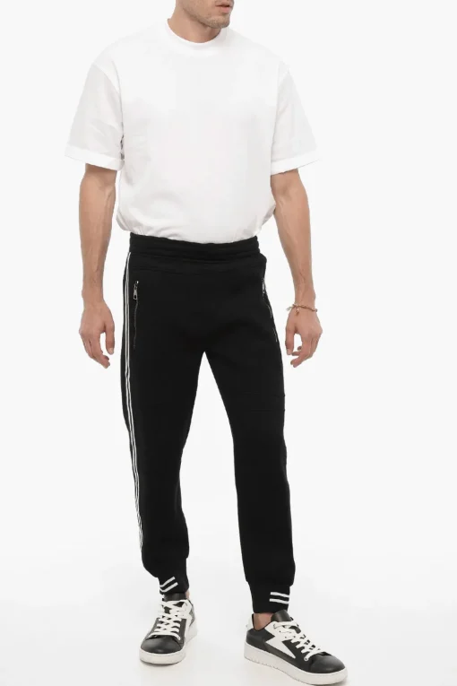 Joggers Biker Skinny Fit in Neoprene con Bande Laterali a Contrasto>Neil Barrett Sale