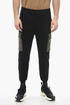 Online Joggers Cargo in Cotone Garzato con Tasche a Contrasto Uomo Pantaloni