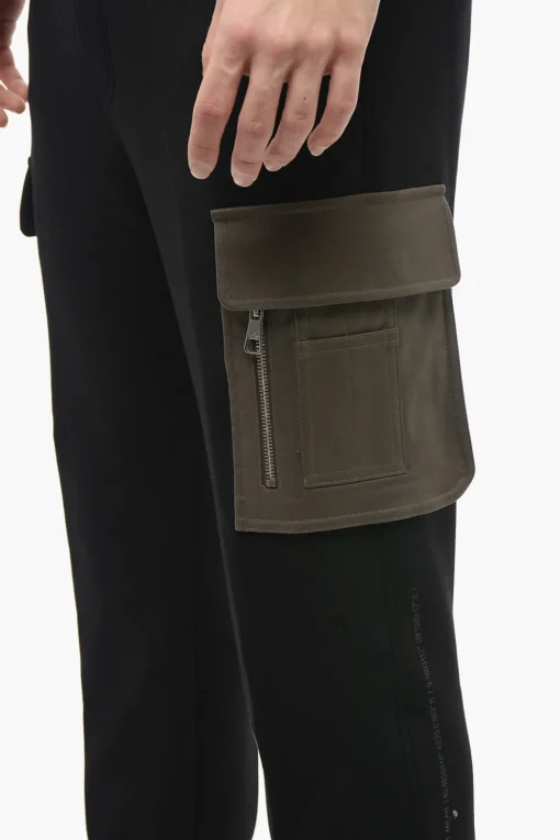 Online Joggers Cargo in Cotone Garzato con Tasche a Contrasto Uomo Pantaloni