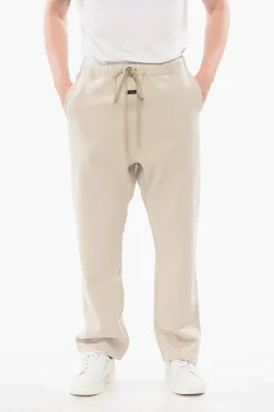 Outlet Joggers in Cotone a Tinta Unita con Patch Logo a Contrasto Uomo Pantaloni