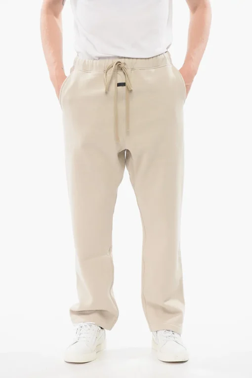 Outlet Joggers in Cotone a Tinta Unita con Patch Logo a Contrasto Uomo Pantaloni