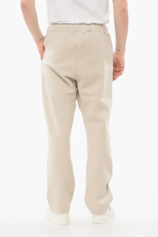 Outlet Joggers in Cotone a Tinta Unita con Patch Logo a Contrasto Uomo Pantaloni